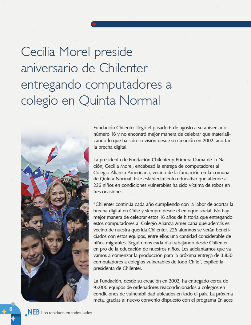 El aniversario de la Fundación Chilenter en la revista NEB